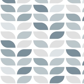 Geometric Pattern: Leaf: Bluestone White (large version)