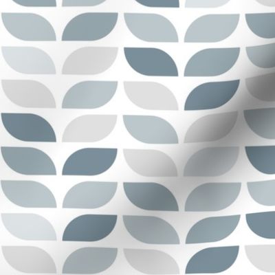 Geometric Pattern: Leaf: Bluestone White (standard version)
