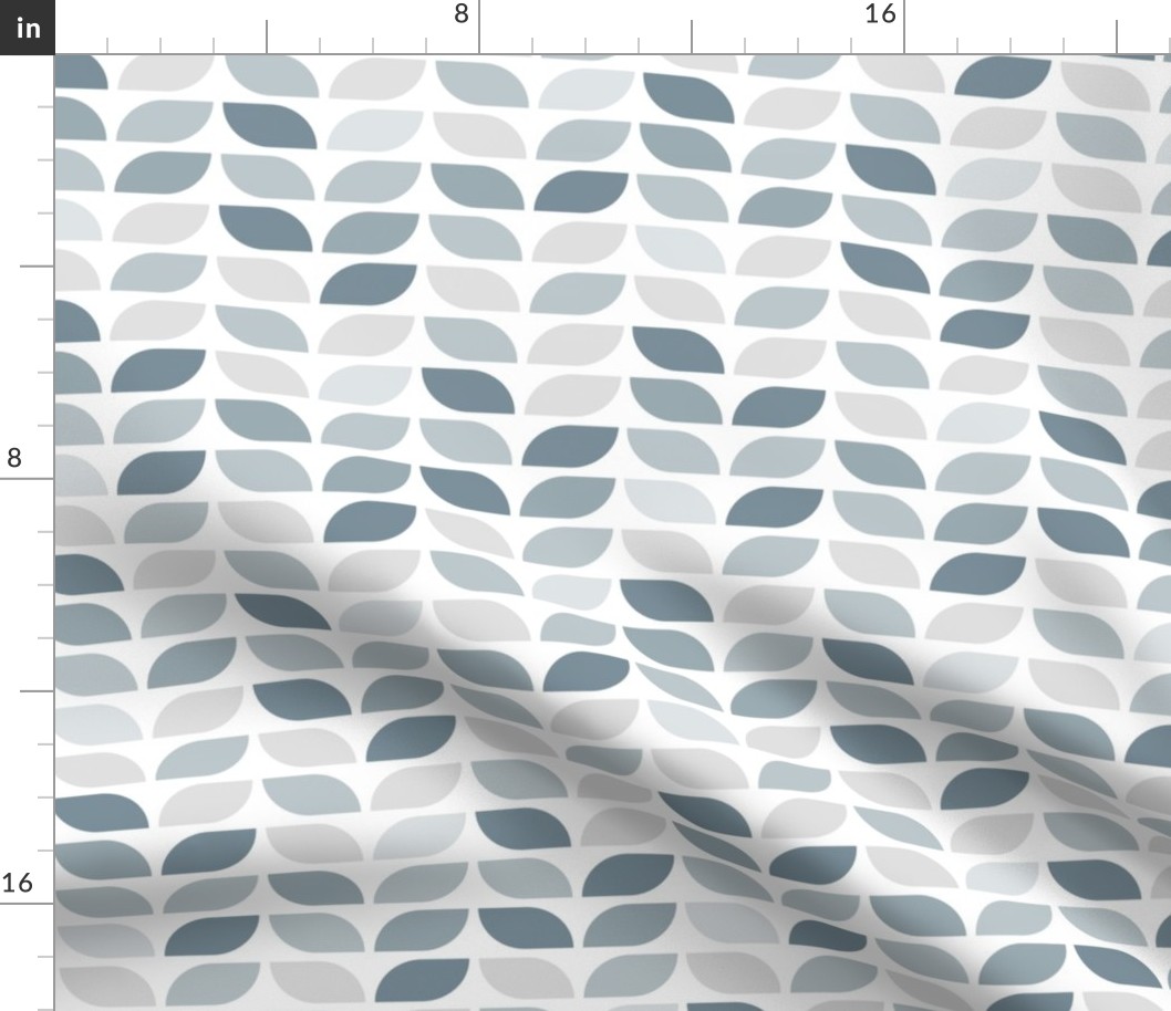 Geometric Pattern: Leaf: Bluestone White (standard version)