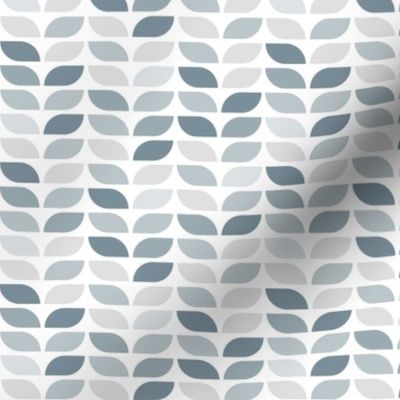 Geometric Pattern: Leaf: Bluestone White (small version)