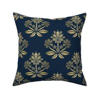 Floral Gold and Blue Geometric - Large 