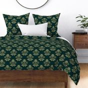 Floral Geometric - Green and Gold - Large