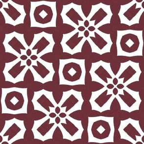 Maroon and White Geometric Florals