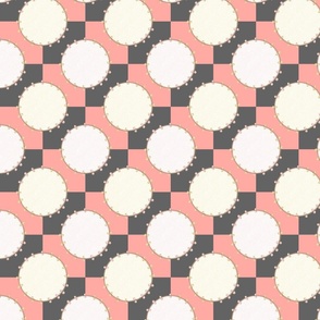 Checkered Floral Dot (Charcoal Grey/Dusty Rose)