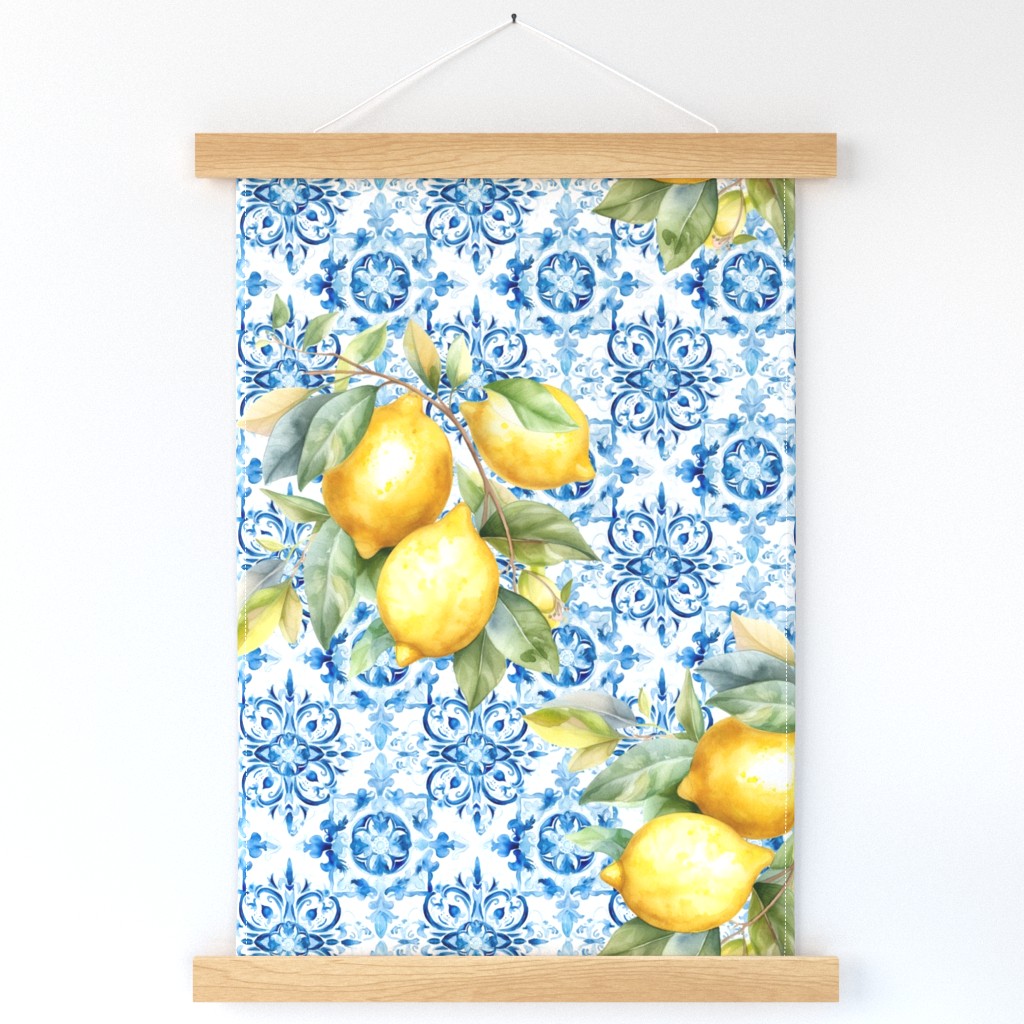 Lemons and blue tile