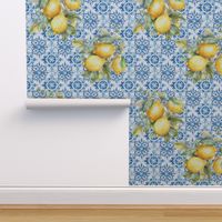 Lemons and blue tile