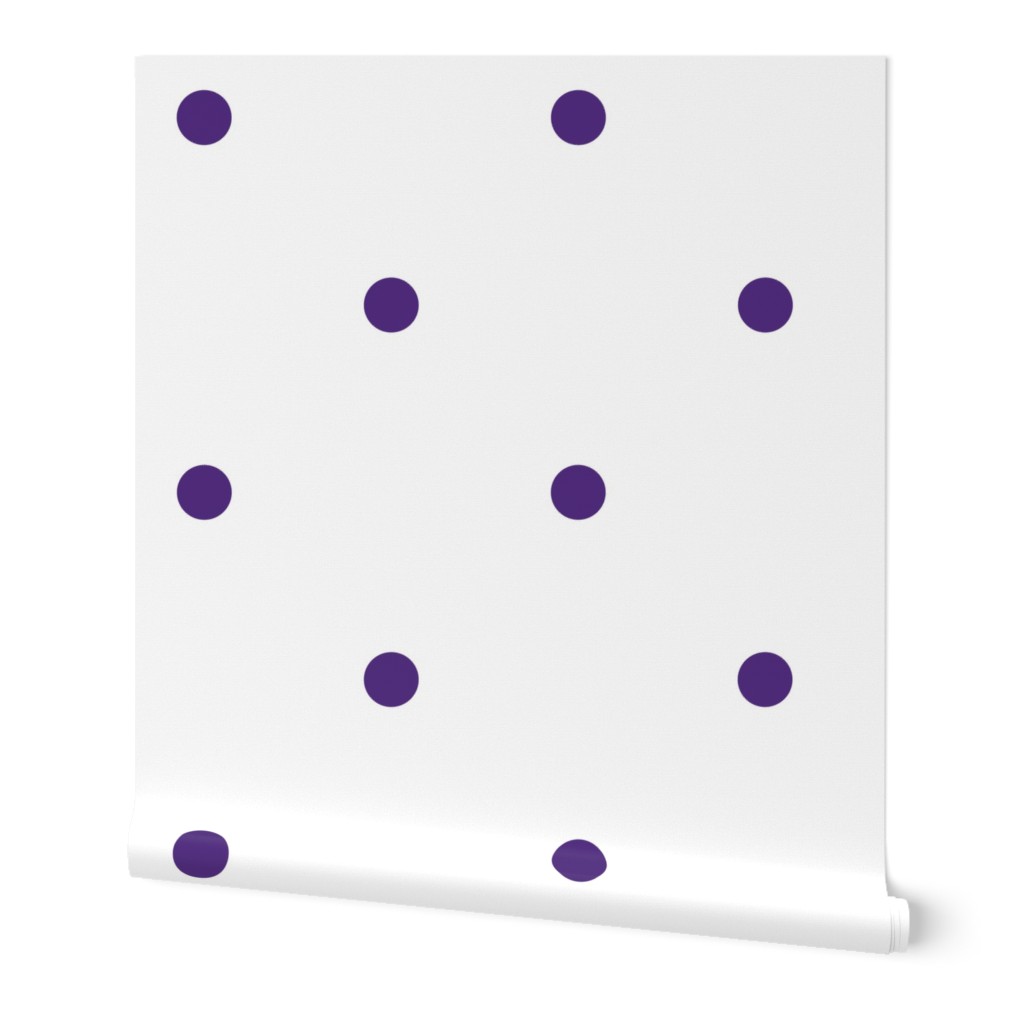 Clemson Purple Polka Dots on White Fabric