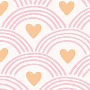 Scallop / medium scale / playful sweet geometric pattern with stripes and hearts