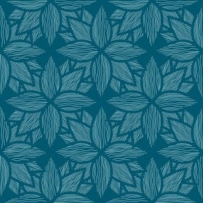 Overlapping Blue Floral Line Art