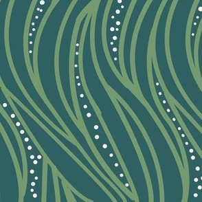 Dark Green Waves Seaweed Dark sea ocean modern geometric