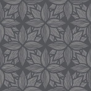 Overlaping Dark Gray Floral Line Art