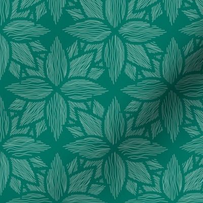 Overlapping Green Floral Line Art