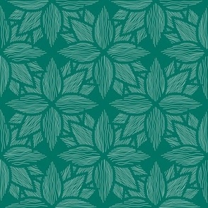 Overlapping Green Floral Line Art
