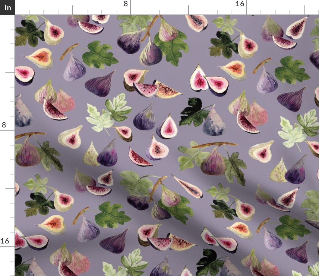 Watercolor Figs on Fig Purple Background