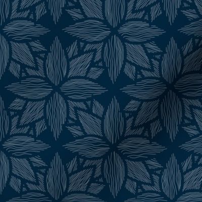 Overlapping Dark Blue Floral Line Art