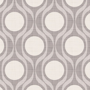 Mid century ribbons midmod vintage retro circle geometric in warm taupe grey XL 8 wallpaper scale by Pippa Shaw