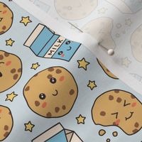 Cookies & Milk & Stars on Blue (Small Scale)