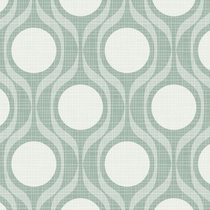 Mid century ribbons midmod vintage retro circle geometric in celadon sage full moon XL 8 wallpaper scale by Pippa Shaw