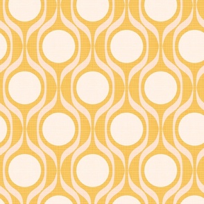 Mid century ribbons midmod vintage retro circle geometric in mustard gold blush large scale by Pippa Shaw