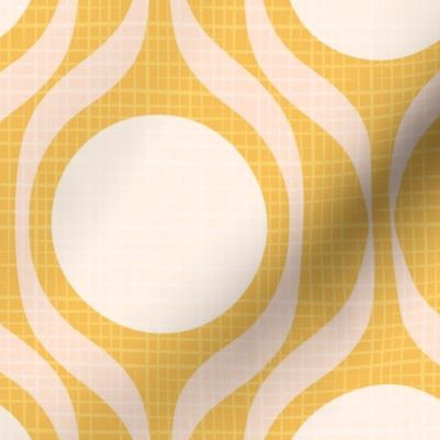 Mid century ribbons midmod vintage retro circle geometric in mustard gold blush XL 8 wallpaper scale by Pippa Shaw