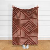 redbrown geometric pattern on a lighter brown - jumbo scale