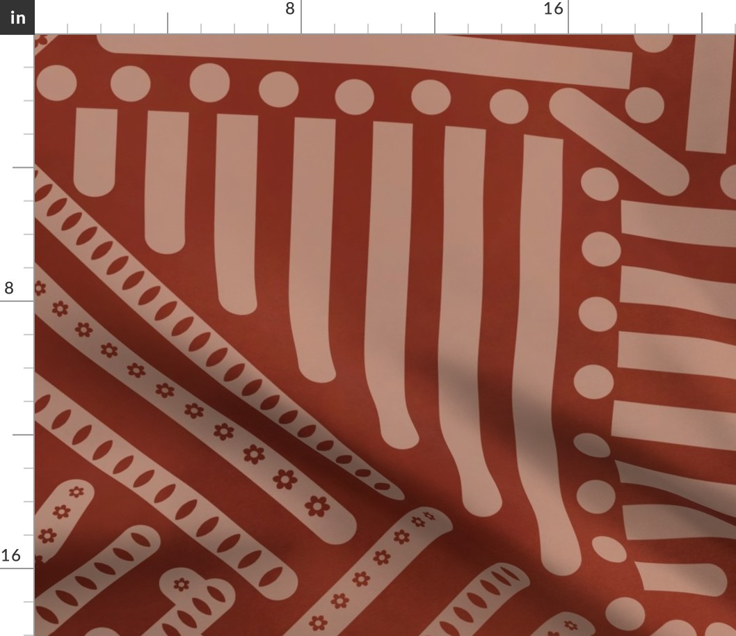 redbrown geometric pattern on a lighter brown - jumbo scale