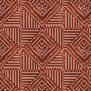 redbrown geometric pattern on a lighter brown - small scale