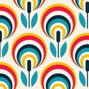 1064 A Medium  - retro rainbow flowers