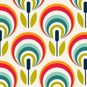 1064 B Medium  - retro rainbow flowers