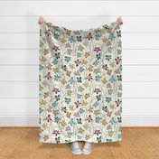 doodle flowers - hand-drawn bohemian floral - floral fabric and wallpaper
