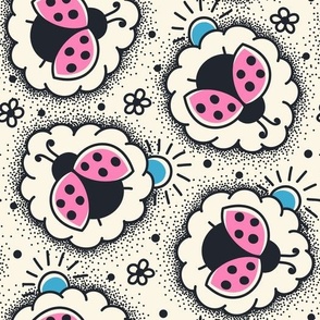 2761 D Large - hand drawn ladybugs