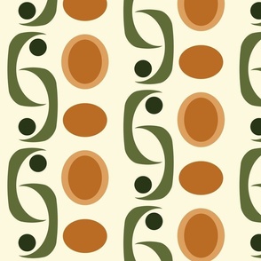 earth tone mid century modern shapes wallpaper scale