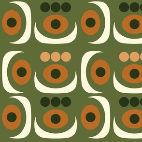 earthy green retro shapes wallpaper scale