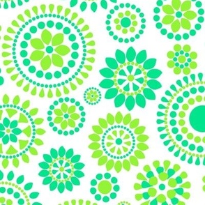 277 Circles Dots green on white