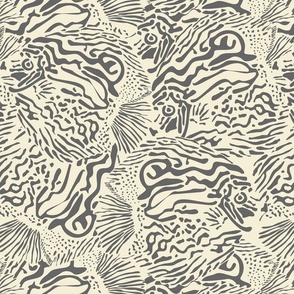 m - abstract fish print - dim grey