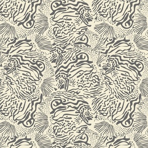 s - abstract fish print - dim grey