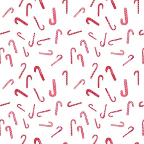 Watercolor Candy Canes on White Background