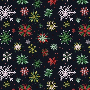 Christmas Snowflakes on Black Background