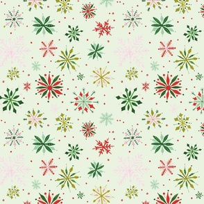 Christmas Snowflakes on Mint Green Background