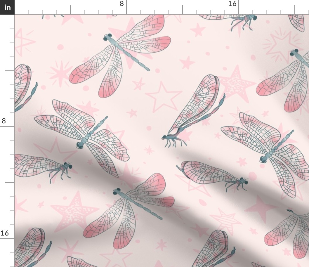 Dragonfly pink stars 