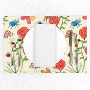 Medium - Garden Buddies - Simpler Flowers and Bugs - Coordinate - Cream Background