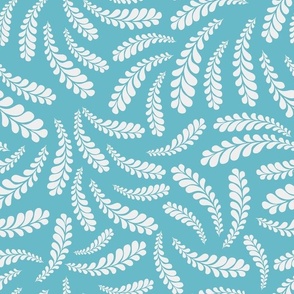 Grecian Blue and White Wheat Feathers