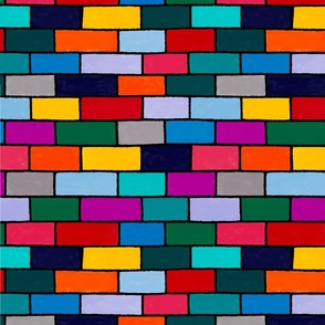 Rainbow brick wall/large