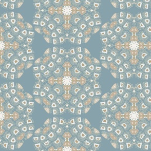 Beige Blue White Asian Floral_Small