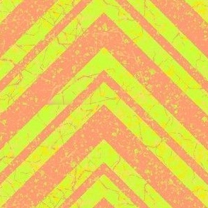 Chevron Stripes in Orange and Lemon-Lime with Digital Bling - CSMC7 - 10.5 inch fabric repeat - 12 inch wallpaper repeat