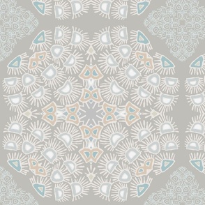 Blue Gray Beige Asian Floral_Small