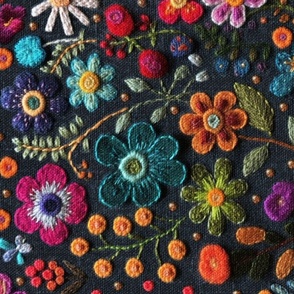 Felt Flower Embroidery Bright Rotated - XL Scale