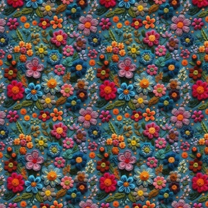 Felt Flower Stitched Embroidery - Medium Scale