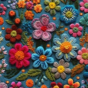 Felt Flower Stitched Embroidery - XL Scale