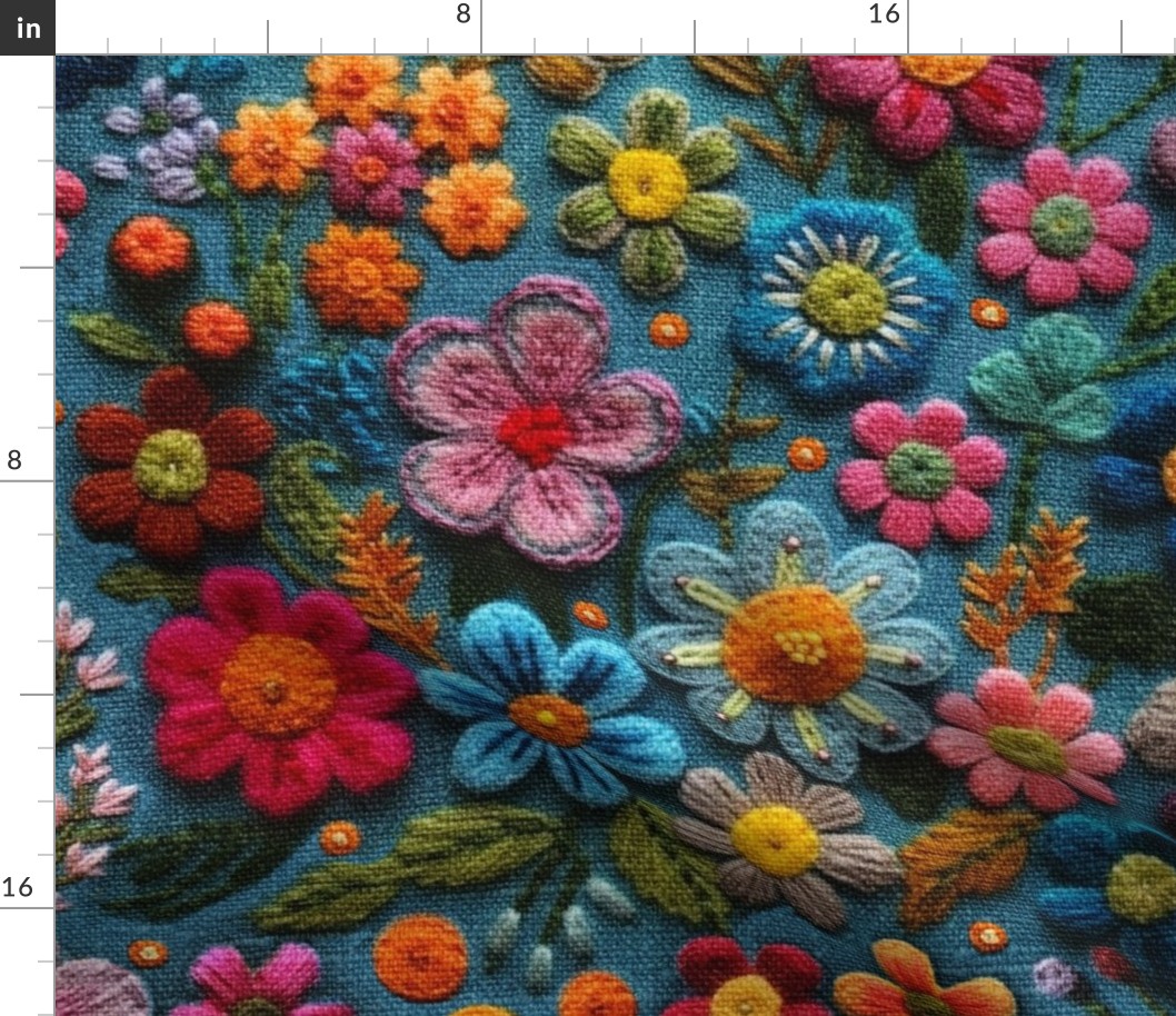 Felt Flower Stitched Embroidery - XL Scale